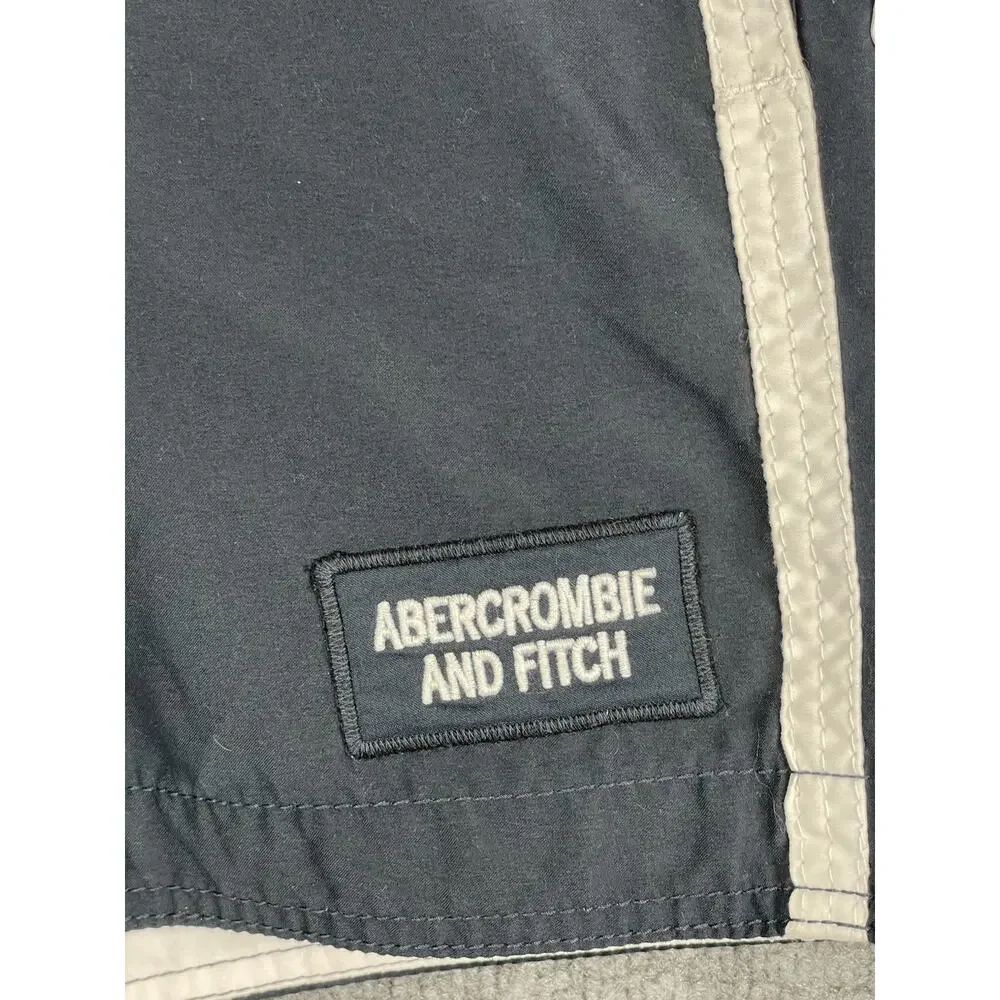 Abercrombie & Fitch Swim Trunks Men's Size S Blue with White‎ Strips Drawstring